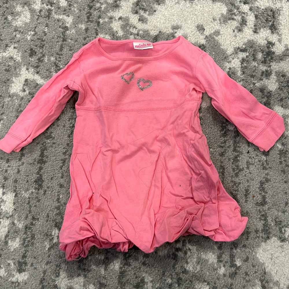 Mish girls 2y pink dress with crystal hearts